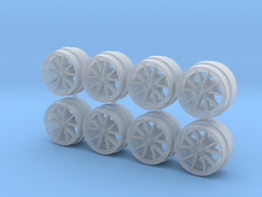 Model 3 Aero Hot Wheels Rims 8-2 in Clear Ultra Fine Detail Plastic