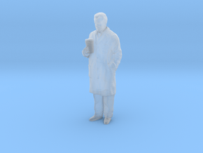 1/24 Scientist in Coat with Big Coffee in Clear Ultra Fine Detail Plastic
