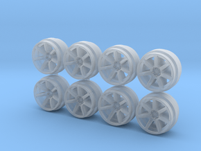 XT7 8-6 Hot Wheels Rims in Clear Ultra Fine Detail Plastic