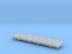Sn3 28ft flatcar with stakes  in Clear Ultra Fine Detail Plastic