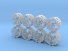 6 Spoke 9-0 Hot Wheels Rims in Clear Ultra Fine Detail Plastic