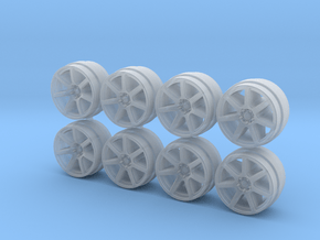 XT7 8-0 Hot Wheels Rims in Clear Ultra Fine Detail Plastic