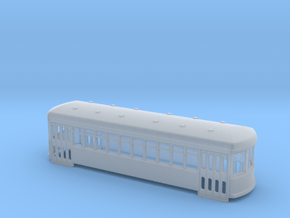 S scale double truck trolley car in Clear Ultra Fine Detail Plastic