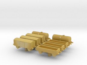1/1200th scale freight cars (8 pieces) in Tan Fine Detail Plastic