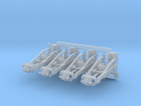 1/87th (H0) scale Wagon Lifting Jacks (4 pcs) in Clear Ultra Fine Detail Plastic