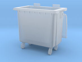 Trash bin with wheels 01.1:43 Scale  in Clear Ultra Fine Detail Plastic
