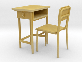 School desk 01. 1:24 Scale in Tan Fine Detail Plastic