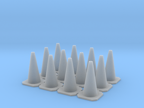 Traffic Cones 01. 1:24 scale in Clear Ultra Fine Detail Plastic