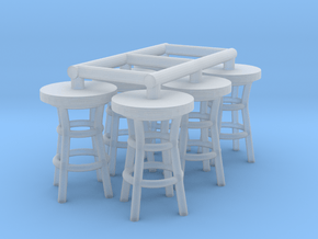 50's soda fountain bar table 01. HO Scale (1:87) in Clear Ultra Fine Detail Plastic