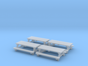 Picnic Tables 01. HO scale (1:87) in Clear Ultra Fine Detail Plastic