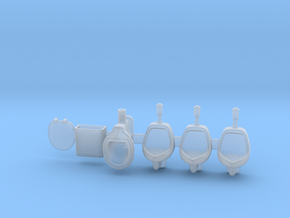 Toilet and urinals 01.  1:22.5 Scale in Clear Ultra Fine Detail Plastic