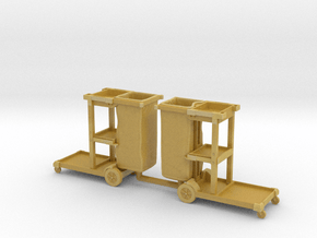 Cleaning Cart 01. 1:34 Scale  x2 Units in Tan Fine Detail Plastic