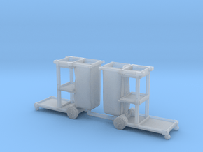 Cleaning Cart 01. 1:34 Scale  x2 Units in Clear Ultra Fine Detail Plastic