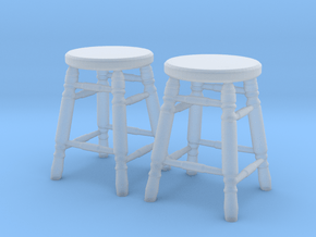 Stool 03. 1:12 Scale x2 Units in Clear Ultra Fine Detail Plastic