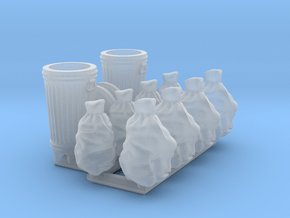 Trash cans & trash bags. 1:72 scale  in Clear Ultra Fine Detail Plastic