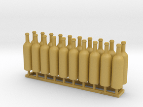 Wine Bottles Ver01. 1:12 Scale x20 units (30mm) in Tan Fine Detail Plastic