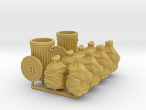 Trash cans & trash bags. 1:43 scale  in Tan Fine Detail Plastic