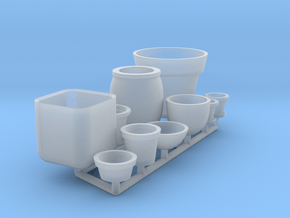 Flower Pots 01. 1:24 Scale in Clear Ultra Fine Detail Plastic