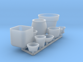 Flower Pots 01. 1:20.3 Scale in Clear Ultra Fine Detail Plastic