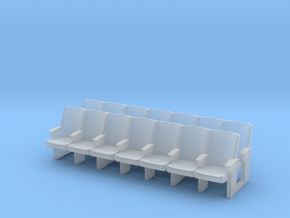 Cinema seats 01. 1:64 Scale (S)  2 Rows x 8 Seat in Clear Ultra Fine Detail Plastic