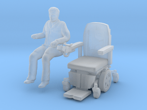 Wheelchair with Man Ver 03. 1:48 Scale in Clear Ultra Fine Detail Plastic