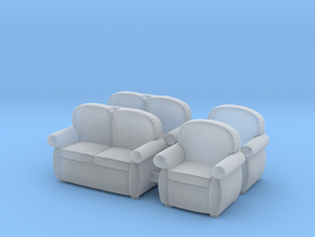 Set of 4 Sofas in 1:64 scale in Clear Ultra Fine Detail Plastic
