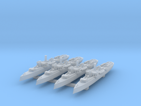 1/1250 Bombe Class Torpedo Gunboat x4 in Clear Ultra Fine Detail Plastic