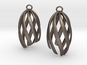 Twisted cut Earrings in Polished Bronzed-Silver Steel