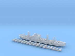 USS Arcturus and landing craft 1:1800 WW2 in Clear Ultra Fine Detail Plastic