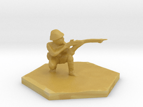 Kneeling WW2 Rifleman hex base figure in Tan Fine Detail Plastic
