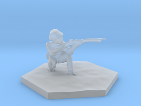 Kneeling WW2 Rifleman hex base figure in Clear Ultra Fine Detail Plastic