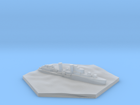 UK Destroyer WW2 warship hex counter in Clear Ultra Fine Detail Plastic