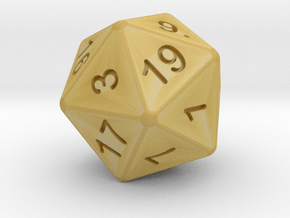20 sided dice (d20) 25mm dice in Tan Fine Detail Plastic