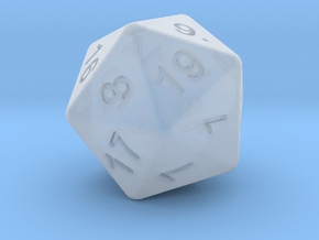 20 sided dice (d20) 20mm dice in Clear Ultra Fine Detail Plastic