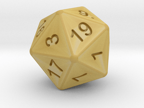 20 sided dice (d20) 30mm dice in Tan Fine Detail Plastic