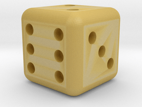 6 sided dice (d6) rounded edges 20mm in Tan Fine Detail Plastic