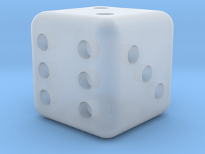 6 sided dice (d6) rounded edges 20mm in Clear Ultra Fine Detail Plastic