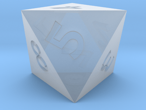 8 sided dice (d8) 30mm dice in Clear Ultra Fine Detail Plastic