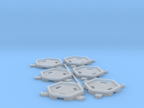 6pk HexLock hex tile carrier bases in Clear Ultra Fine Detail Plastic