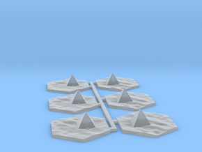 6pk Pyramid in desert terrain hex tile counters in Clear Ultra Fine Detail Plastic
