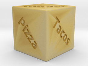 6 sided food decision dice (d6) 25mm in Tan Fine Detail Plastic