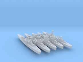 5 Italian Condottieri class cruisers 1:2400 WW2 in Clear Ultra Fine Detail Plastic