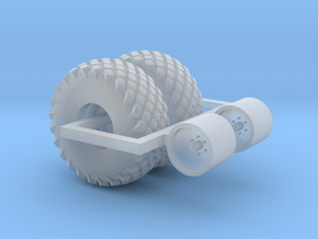 1:87 scale     16.5L X 16.1 Turf Tire And Wheels in Clear Ultra Fine Detail Plastic