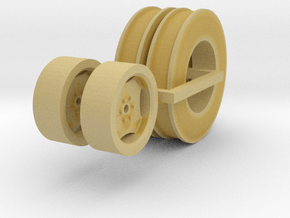 1:64 Grain Drill Marker Tires And Wheels in Tan Fine Detail Plastic