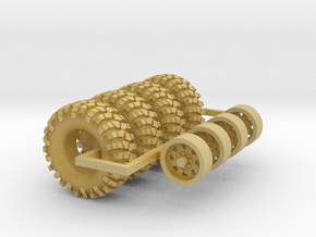 1/64 Crawler Tires with wheels in Tan Fine Detail Plastic