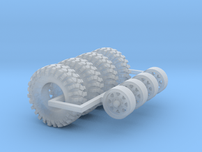 1/64 Crawler Tires with wheels in Clear Ultra Fine Detail Plastic