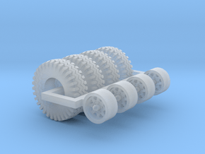 1/64 35.5 X 10.8 x 16 gripper tires & wagon wheels in Clear Ultra Fine Detail Plastic