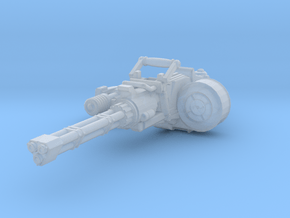 advanced Gatline Cannon 001a carried with support in Clear Ultra Fine Detail Plastic