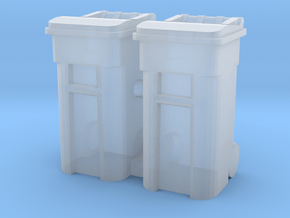 Trash Cart 64 gal - HO 87:1 Scale Qty (2) in Clear Ultra Fine Detail Plastic
