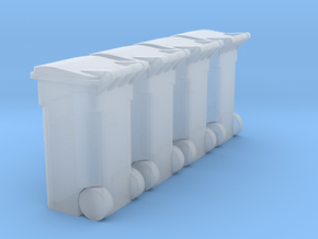 Trash Cart 64 gal - HO 87:1 Scale Qty (4) in Clear Ultra Fine Detail Plastic